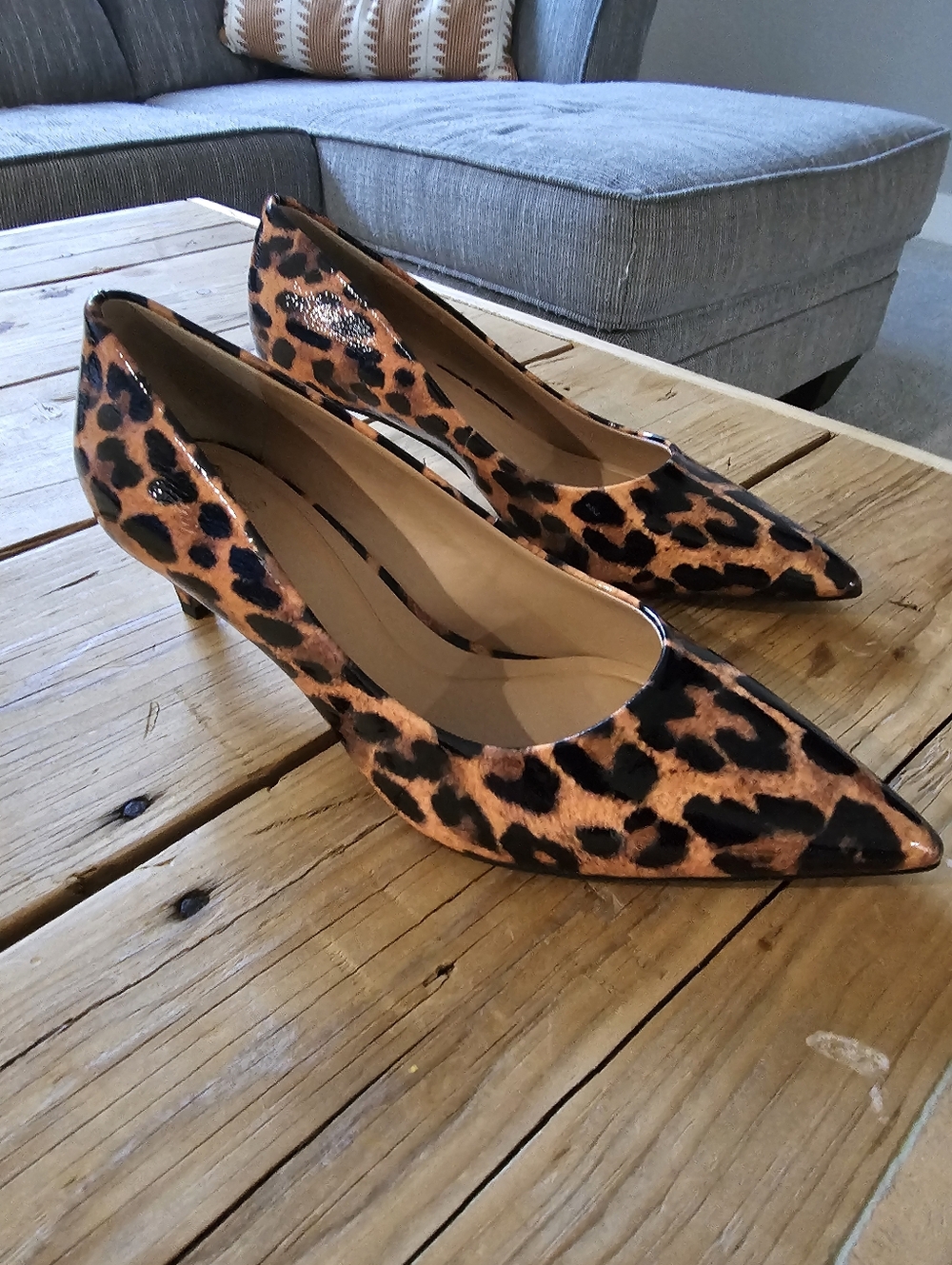 Vince Camuto Leopard Print Pointed-Toe Kitten Heels